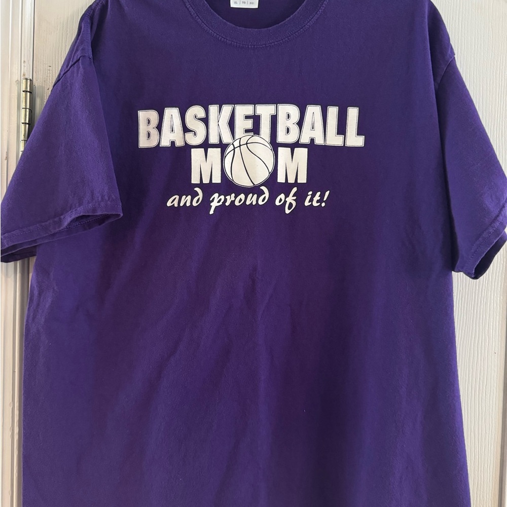 Basketball Mom Gildan Purple Short Sleeve Tee